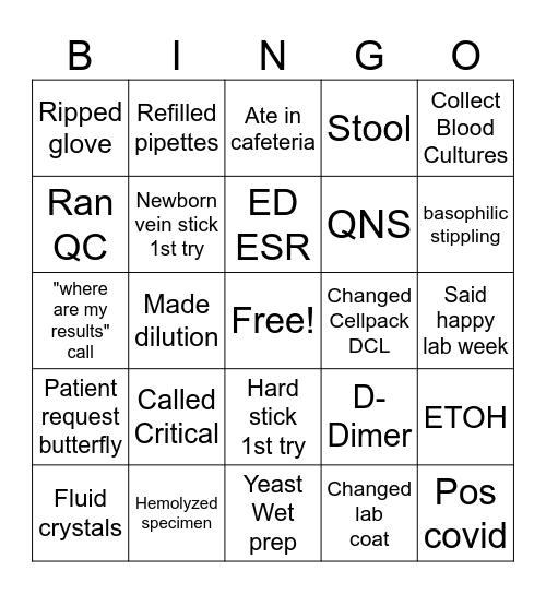 Lab Week 2024 Bingo Card