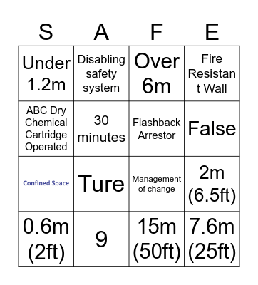 HSE BINGO GAME !! Bingo Card