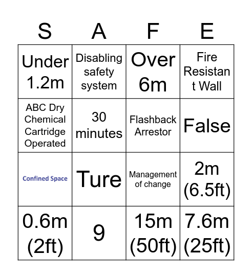 HSE BINGO GAME !! Bingo Card