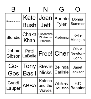 LADIES OF THE 80S Bingo Card