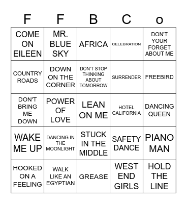70s & 80s Bingo Card
