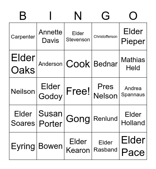 GenConf Bingo Card