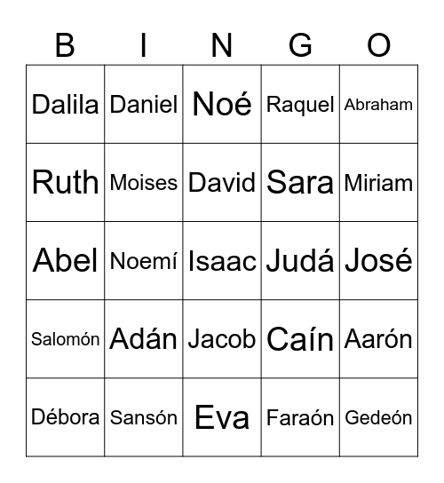 Personajes Bíblicos Bingo Card