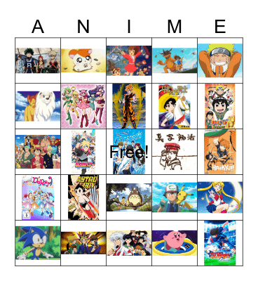 Anime Bingo Card