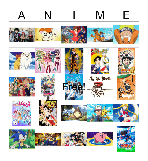 Anime Bingo Card