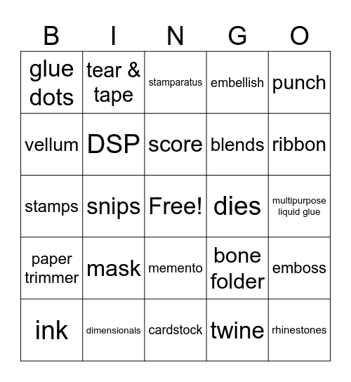 Stamping Bingo Card