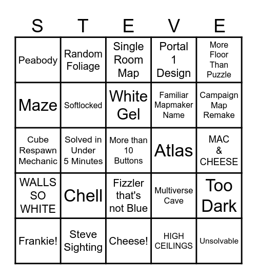 MOST RECENT Bingo Card