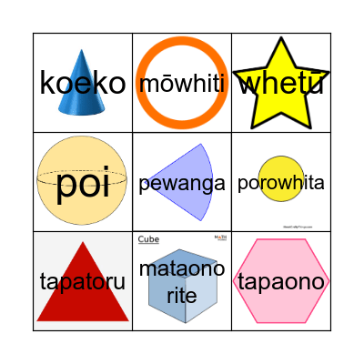 Shapes - āhua Bingo Card