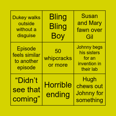 Johnny Test Bingo Card