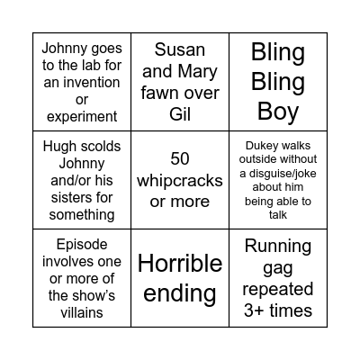 Johnny Test bingo Card