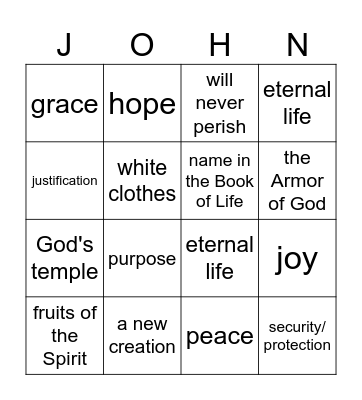 BELIEVER'S BLESSINGS Bingo Card