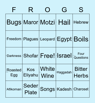 Beth Tzedec Passover Bingo Card