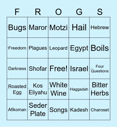 Beth Tzedec Passover Bingo Card