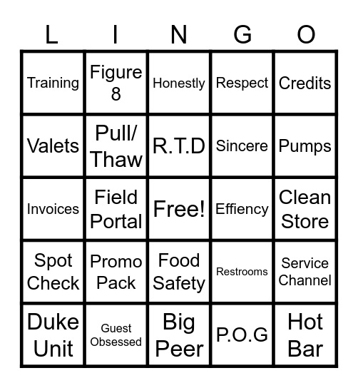 RaceTrac Bingo Card