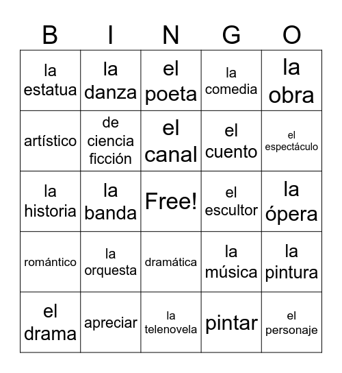 S3L5 Vocabulario Bingo Card