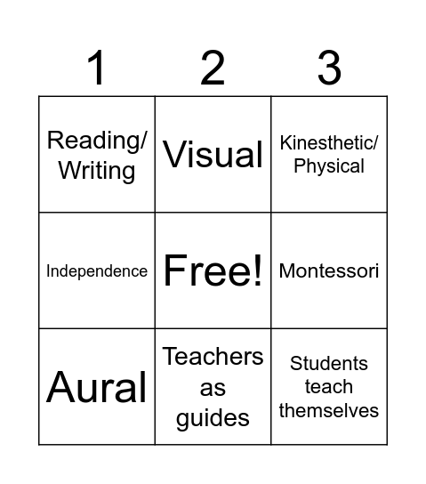 Student-Centered Teaching Bingo Card