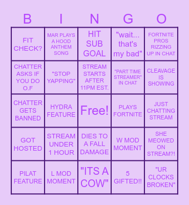 MAR BINGO Card