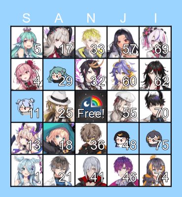 NIJISANJI EN BINGO PROTOTYPE Bingo Card