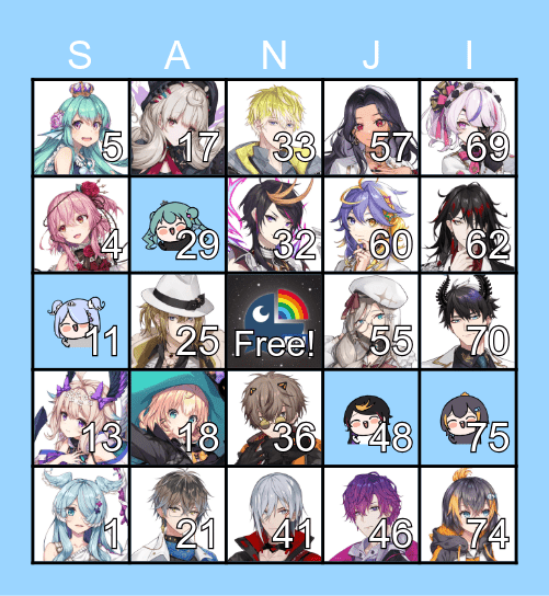 NIJISANJI EN BINGO PROTOTYPE Bingo Card