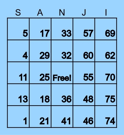 NIJISANJI EN BINGO PROTOTYPE Bingo Card