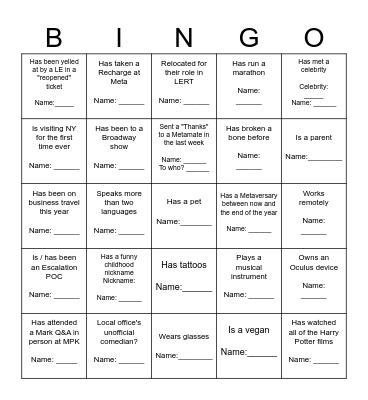 LERT Summit 2024 - New York Bingo Card