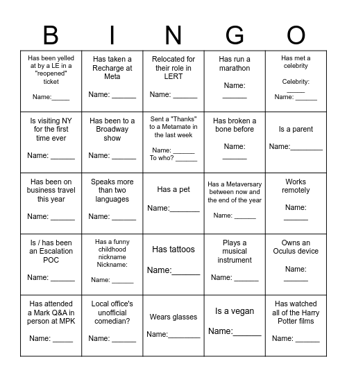 LERT Summit 2024 - New York Bingo Card