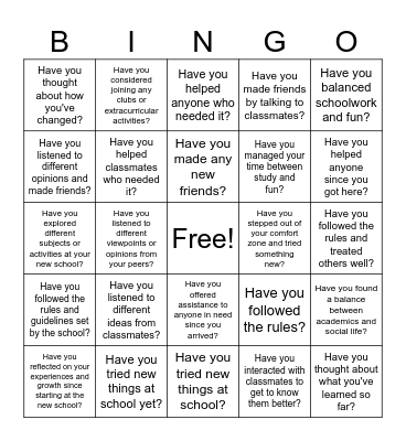 To ask about attitude... Bingo Card