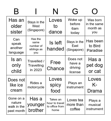 Human Bingo Card