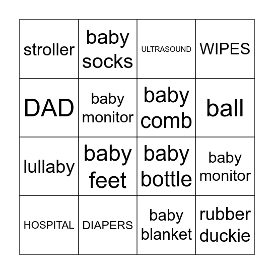Baby Loteria Bingo Card