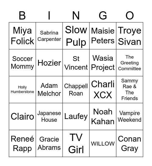 All Things Go Bingo Card