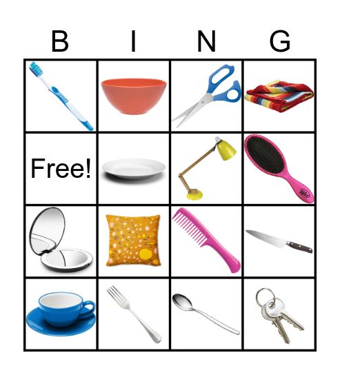 Everyday objects Bingo Card