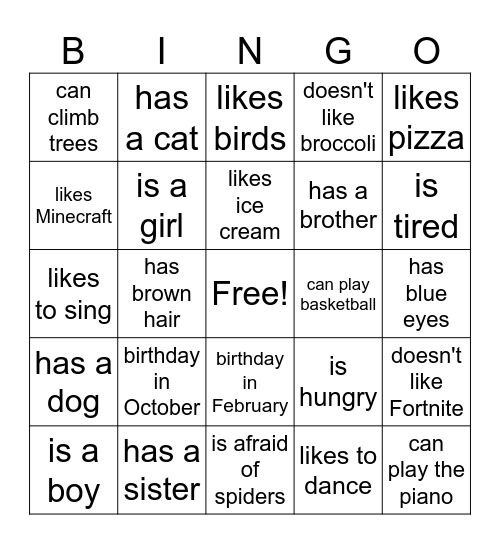 Find someone who Bingo Card