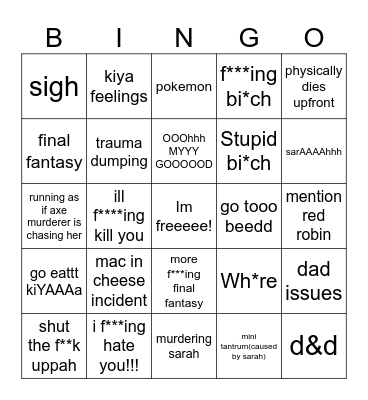 Eveeee Bingo Card