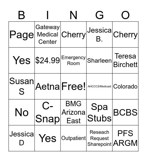 Credits Bingo Card