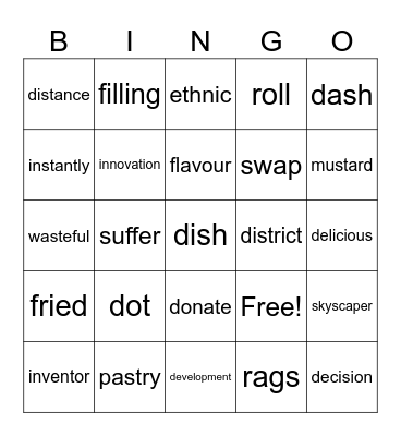 Mixed vocabulary 6 Bingo Card