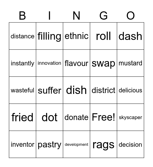 Mixed vocabulary 6 Bingo Card