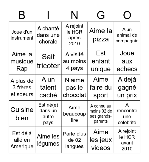 Pas si différents Bingo Card