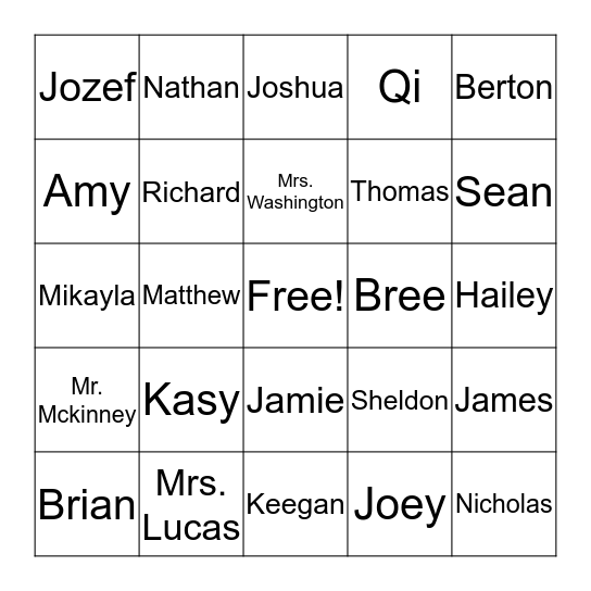 FRIENDS BINGO Card