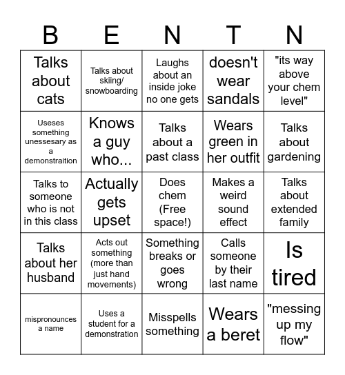 Mrs.Benton Bingo Card
