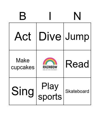 Action Verbs Bingo Card