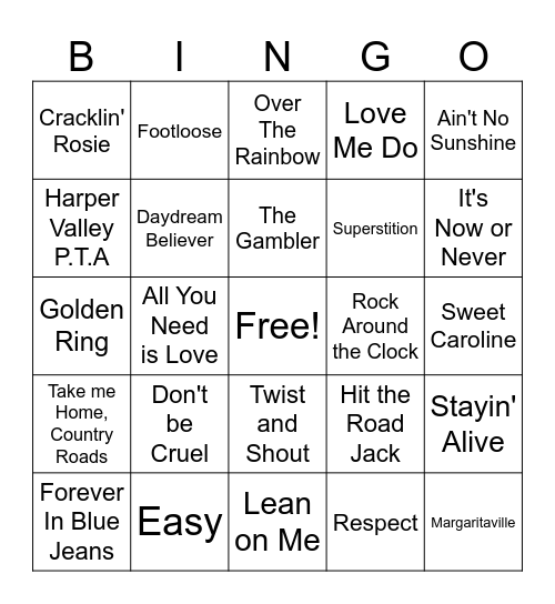 Music Bingo Card