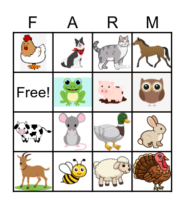 Farm Bingo Card