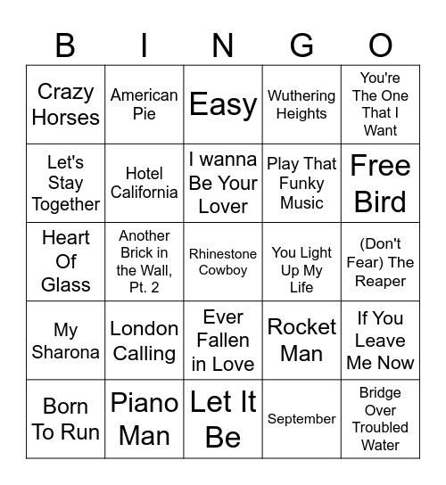 Five-0-Five Music Bingo - 70s 1 Bingo Card