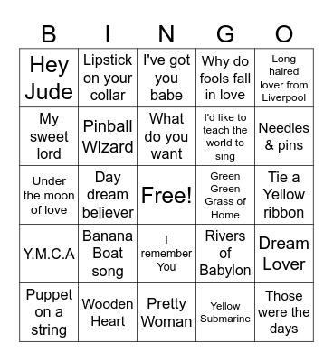 "We Love Music" Bingo Card