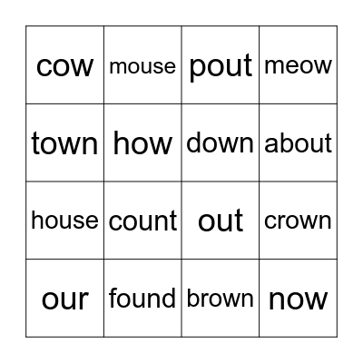 -ou -ow Bingo Card