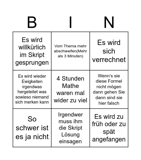 Etechnik Bingo Card
