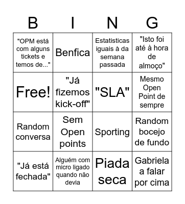 Weekly Bingo Card