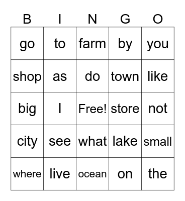 Lists 2-6 Bingo Card