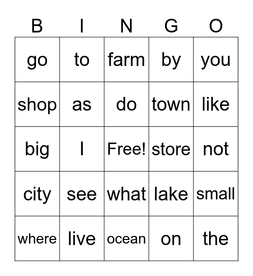 Lists 2-6 Bingo Card