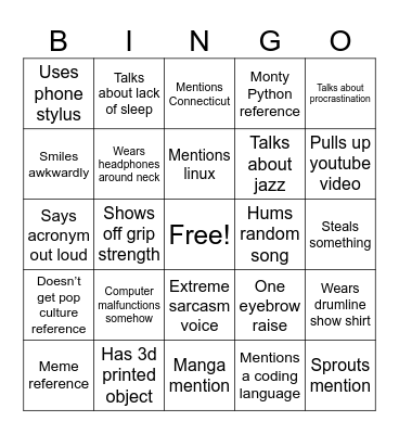 Stefango Bingo Card